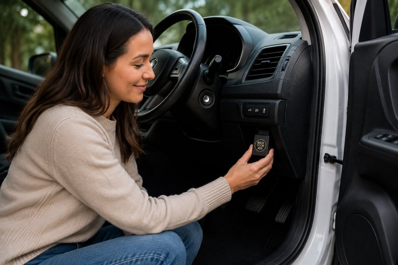 OBD tracking device being plugged into vehicle diagnostic port